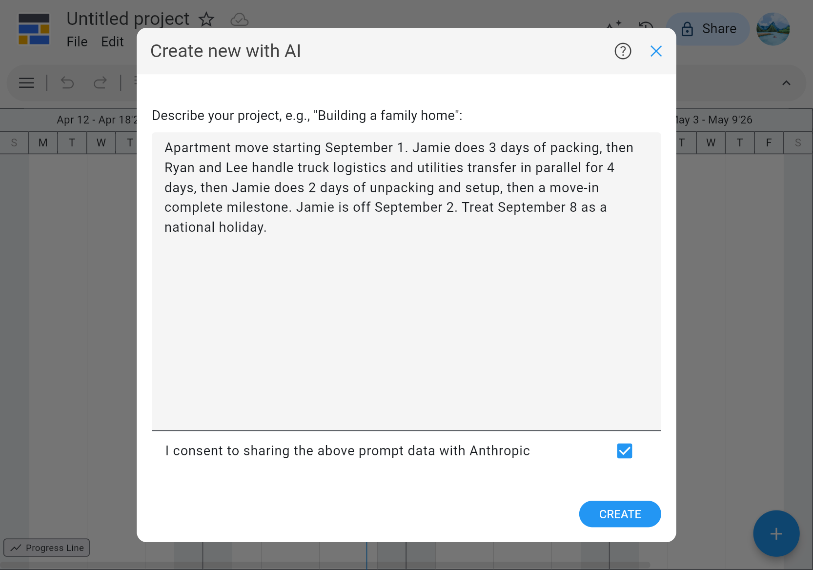 Create new with AI